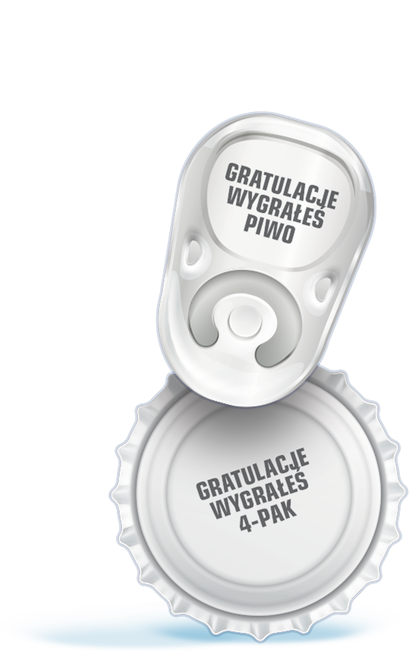 Obrazek przedstawia zwycięskie kapsle oraz tekst Otwierasz Odbierasz